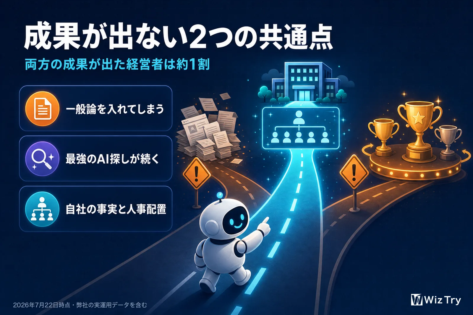成果が出ない2つの共通点。ネットの一般論を資料室に入れてしまう、最強のAI探しが続く。答えは自社の事実と人事配置